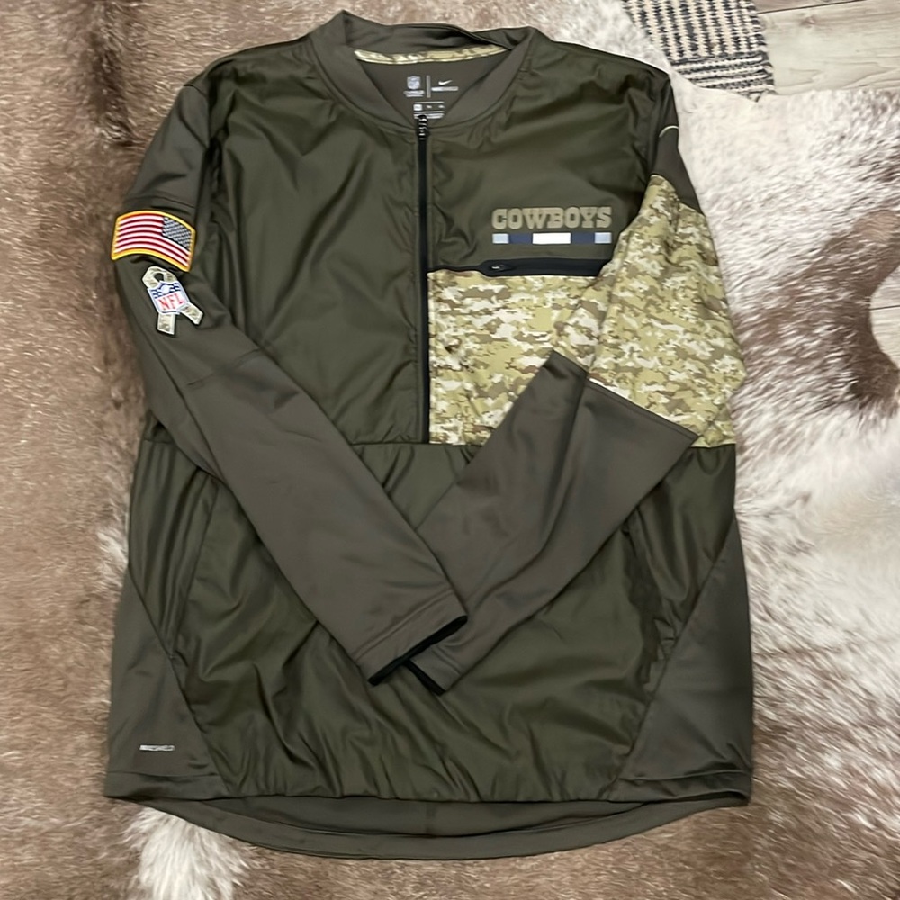 Nike Dallas Cowboys Jacket Mens Green Salute to Service Pullover Shield Size XL
